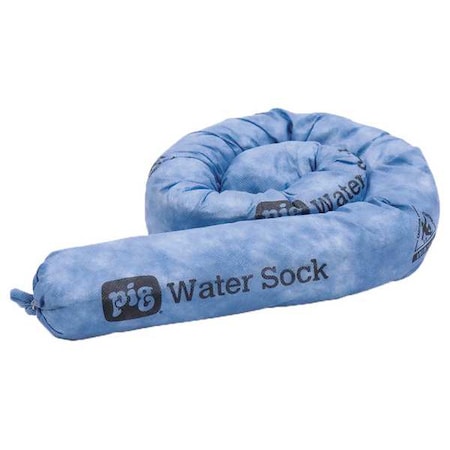 Pig Sorbent Sock, 35 gal, 3 in x 4 ft, Water, Blue, 20 PK WTR020