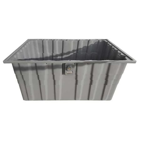 Barracuda Lockable Storage Container, 22.4 gal, 28-1/4 in L x 12-1/2 in W x 18 in H, Gray, Polypropylene 8568M