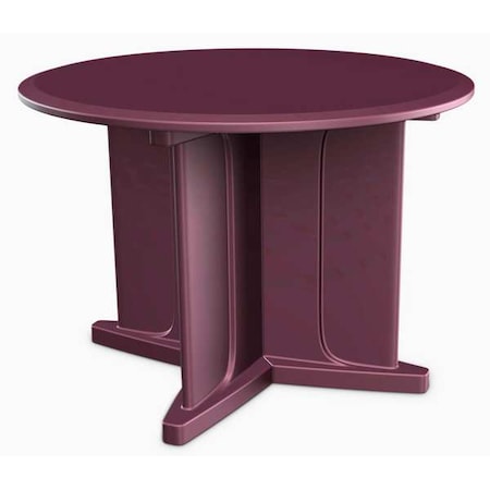 Cortech Circle Table, 48 in W, 48 in L, 29 in H, Polyethylene Top, Burgundy 66751BY