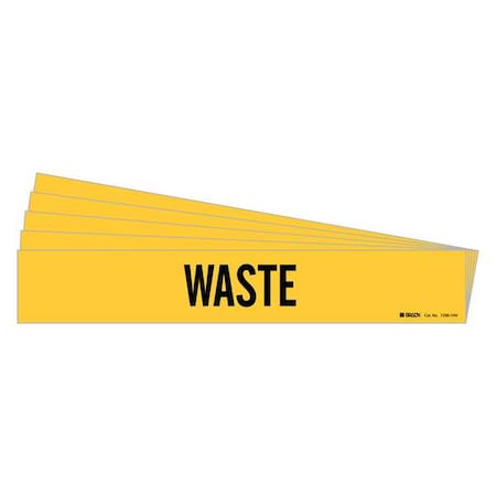 Brady Pipe Marker, Adhesive, 4"H, 24"W, Yellow, PK5, 7298-1HV-PK 7298-1HV-PK