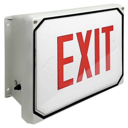 Big Beam NEMA 4X Exit Sign, Gray, 1 Face(s), LED, Back Mount, Sealed Lead Calcium E4XL1RW
