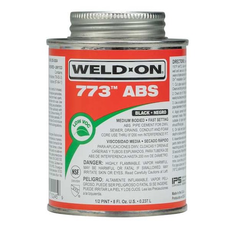 Weld-On Pipe Cement, Medium Bodied, 8 oz, Black 10245