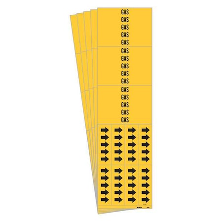 Brady Pipe Marker, Adhesive, Yellow, PK5 83505-PK