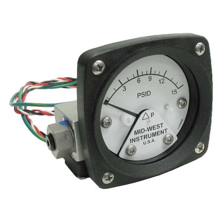 Midwest Instrument Differential Pressure Gauge and Switch 120AA-00-O-AA-15P