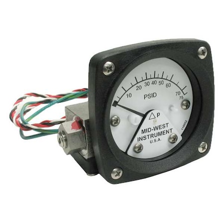 Midwest Instrument Differential Pressure Gauge and Switch 120SA-00-O-AA-75P