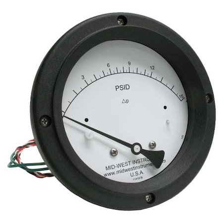 Midwest Instrument Differential Pressure Gauge and Switch 120AC-00-O-AA-15P