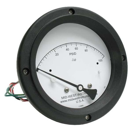 Midwest Instrument Differential Pressure Gauge and Switch 120AC-00-O-AA-100P