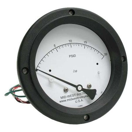 Midwest Instrument Differential Pressure Gauge and Switch 120SC-00-O-AA-20P