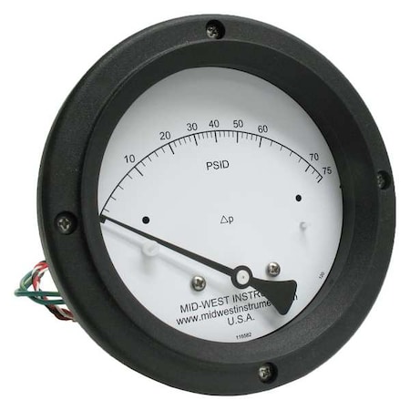 Midwest Instrument Differential Pressure Gauge and Switch 120SC-00-O-AA-75P