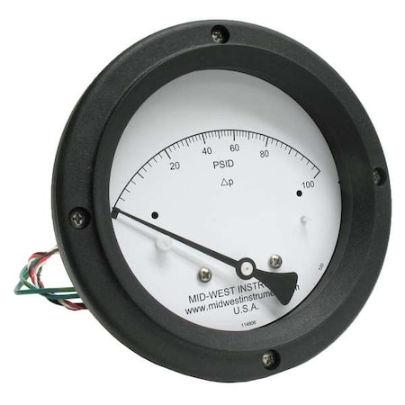 Midwest Instrument Differential Pressure Gauge and Switch 120SC-00-O-AA-100P