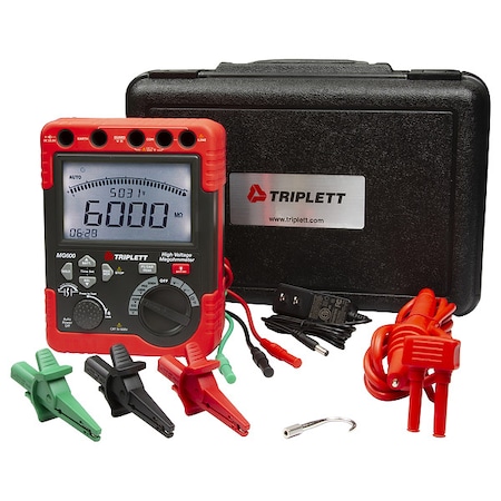 Triplett Insulation Tester, 500 to 5000V, LCD MG600