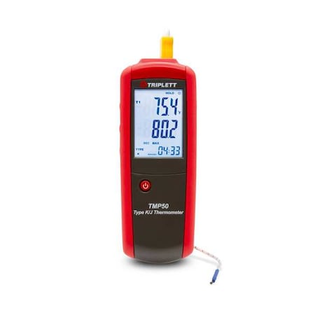 Triplett Thermometer, LCD, 1.5 in, Thermocouple TMP50