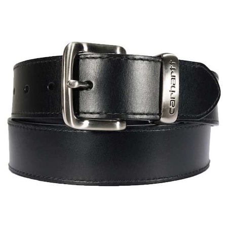 Carhartt Carhartt Debossed Metal Keeper Belt, Black, Full Grain Bridle Leather, 50 in Length, 1 1/2 in Width A000551100115