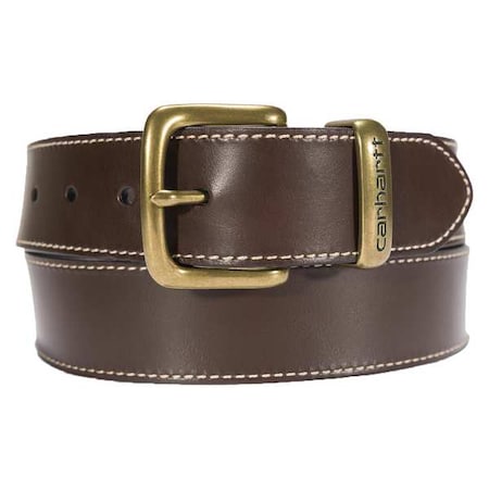 Carhartt Carhartt Debossed Metal Keeper Belt, Brown, Full Grain Bridle Leather, 56 in Length, 1 1/2 in Width A000551120118