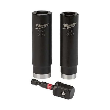 Milwaukee Tool 3 pc. SHOCKWAVE Impact Duty 1/2 in. Drive SAE Deep Well 6 Point Socket Set 49-66-4485