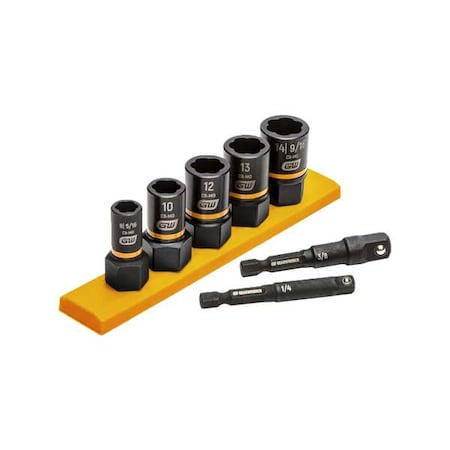 Gearwrench 7 Piece 1/4" & 3/8" Drive Metric Bolt Biter Impact Extraction Socket Set 87911