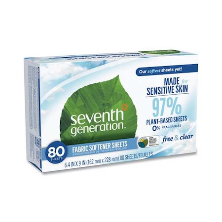 Seventh Generation Fabric Softener Sheets, Sheet, 80 ct, PK4 10732913449306