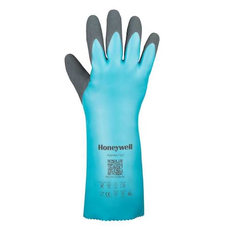 Honeywell Flextril Chemical Resistant Gloves, Nitrile, 14 in L, 1.3 mm, Green, L, 1 PR 33-3150E/9L
