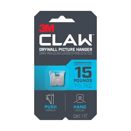 3M Picture Hanger, Silver, Steel, 5/8 in D 3PH15-1ES