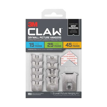 3M Picture Hanger, Silver, Steel, 7/16 in D 3PHKITM-10ES