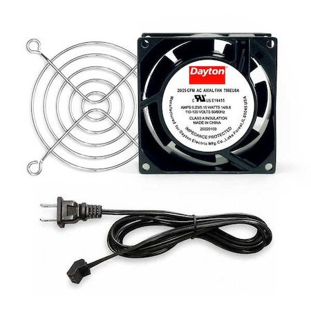 Dayton Square Axial Fan Kit, 120V AC, Cast Aluminum, 3 1/8 in W. 786EU8