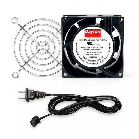 Dayton Square Axial Fan Kit, 120V AC, Cast Aluminum, 3 1/8 in W. 786EU9