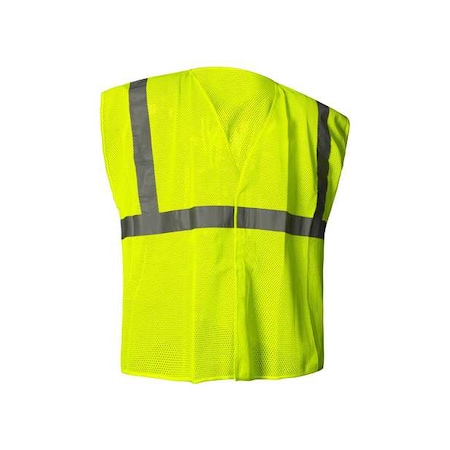 Condor Hi-Vis Safety Vest, L, Class 2, U Back, Hook and Loop, 0 Pockets, No Mic Tab 786F68