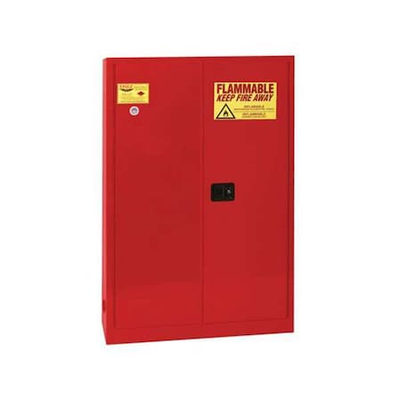 Eagle Hazardous Material Storage Cabinet, 45 gal, 2 Shelves, Steel, 43 in W x 65 in H x 18 in D, Red 1945XRED