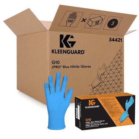 Ansell G10, Disposable Gloves, 6 mil Palm, Nitrile, Powder-Free, S ( 6 1/2 ), 100 PK, Blue 54421