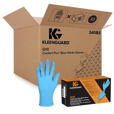 Ansell G10, Disposable Gloves, 4 mil Palm, Nitrile, Powder-Free, XS ( 6 ), 100 PK, Blue 54185