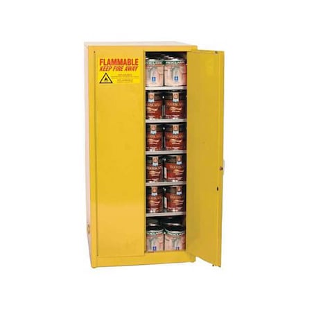 Eagle Hazardous Material Storage Cabinet, 96 gal, 5 Shelves, Steel, 34 in W x 65 in H x 34 in D, Yellow YPI6010X