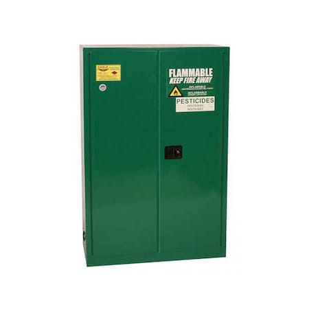 Eagle Hazardous Material Storage Cabinet, 45 gal, 2 Shelves, Steel, 43 in W x 65 in H x 18 in D, Green PEST4510X