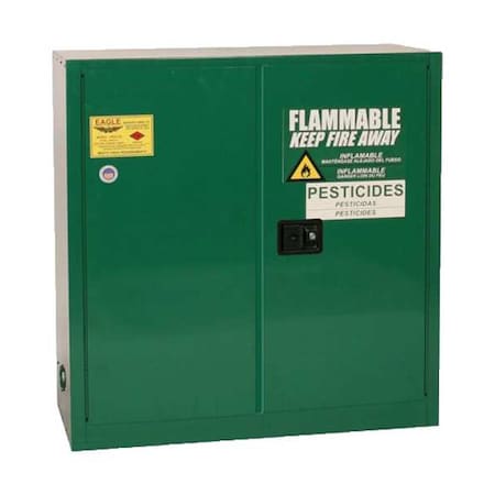 Eagle Hazardous Material Storage Cabinet, 30 gal, 1 Shelves, Steel, 43 in W x 44 in H x 18 in D, Green PEST3010X