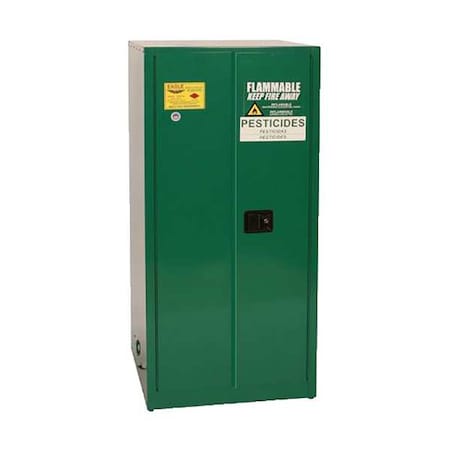 Eagle Hazardous Material Storage Cabinet, 60 gal, 2 Shelves, Steel, 34 in W x 65 in H x 34 in D, Green PEST62X