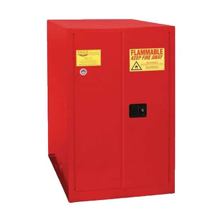 Eagle Hazardous Material Storage Cabinet, 55 gal, 0 Shelves, Steel, 30 in W x 50 in H x 48 in D, Red 1928XRED