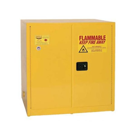 Eagle Hazardous Material Storage Cabinet, 60 gal, 1 Shelves, Steel, 43 in W x 44 in H x 34 in D, Yellow 6410X