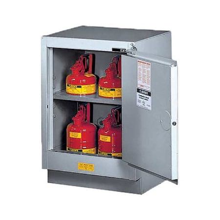Justrite Flammable Cabinet, 15 gal, 1 Shelves, Steel, 24 in W x 35 3/4 in H x 21 5/8 in D, Silver 882424