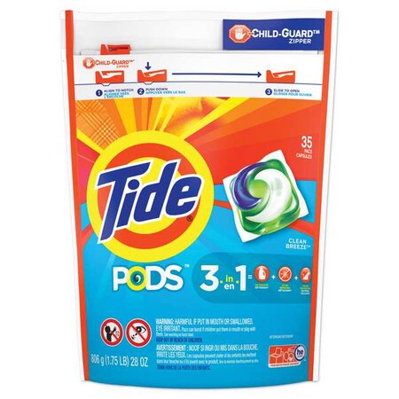 Tide Laundry Detergent Pods, Pacs, Clean Breeze, 4 PK 93126