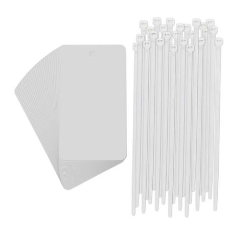 Brady Tag, Blank, Metal, 5 in H x 3 in W, White, Rectangle, 25 PK 56937-PK