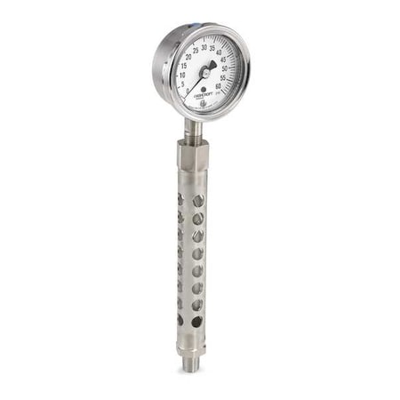 Ashcroft Vacuum Gauge, -30 to 0 psi, 3 1/2 in Dial, 1/2 in MNPT, Bottom Location 351009SW02LX5G30/0IMV022198SS25X5G