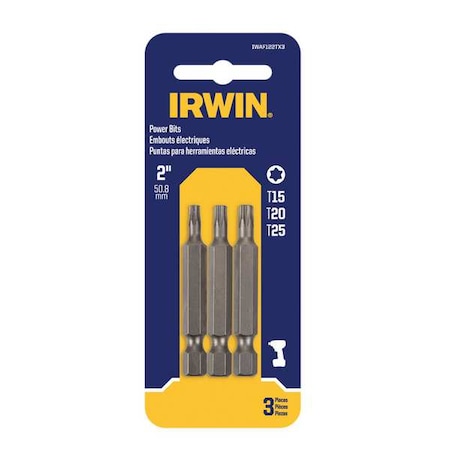 Irwin 3 Piece Torx Bit Set, 1/4 in Not Applicable Shank Size IWAF122TX3