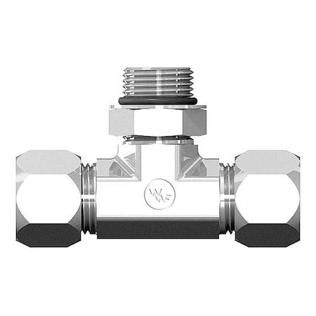 Weatherhead Tee, Steel, Comp3/8", Comp3/8", ORB3/8" 7715X06X06X06