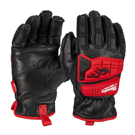 Milwaukee Tool Work Gloves, Shirred Slip-On Cuff, Keystone Thumb, Full Finger, Black/Red, 2XL 48-22-8784