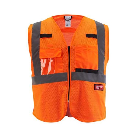 Milwaukee Tool Class 2 High Visibility Orange Mesh Safety Vest - Small/Medium 48-73-5115