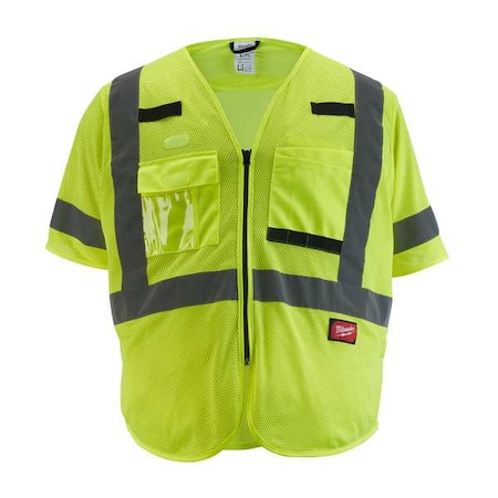 Milwaukee Tool Class 3 High Visibility Yellow Mesh Safety Vest - Small/Medium 48-73-5131