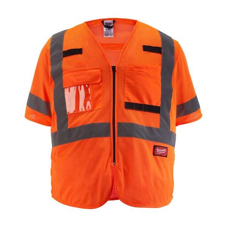 Milwaukee Tool Class 3 High Visibility Orange Mesh Safety Vest - 2X-Large/3X-Large 48-73-5137