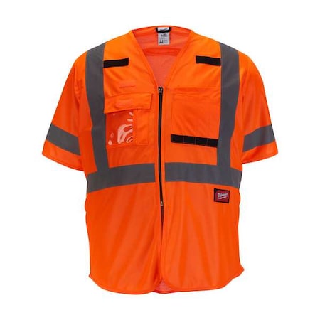 Milwaukee Tool Class 3 High Visibility Orange Safety Vest - Large/X-Large 48-73-5146