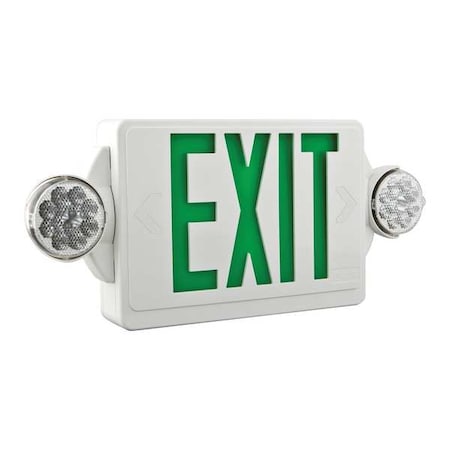 Lithonia Lighting Exit Sign with Emergency Lights, White, 1 Face(s), LED, Nickel Cadmium LHQM LED G HO M6