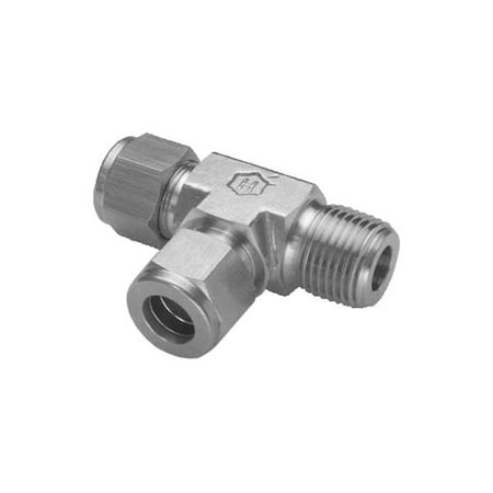 Ham-Let Tee, SS, Comp 6 mm, MNPT 1/4", Comp 6 mm 771L SS 6 MMX 1/4