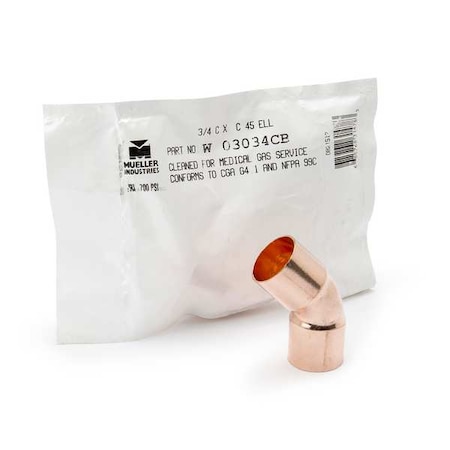 Streamline Elbow, Copper, Cup 1 in, Cup 1 in W 03044CB